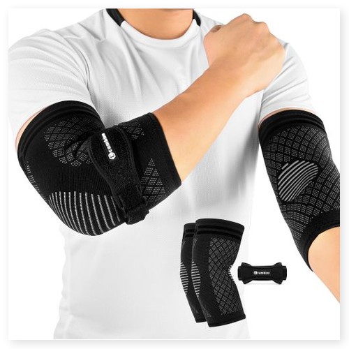 CAMBIVO Elbow Brace Set, 2Pcs Elbow Sleeves + 1 Strap