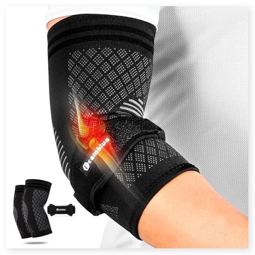 CAMBIVO Elbow Brace Set, 2Pcs Elbow Sleeves + 1 Strap 3